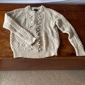 Cream J Crew bobble knot crew neck sweater. Medium.